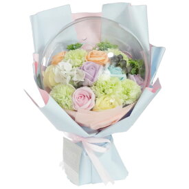 ホワイトデー お返し ソープフラワー 花束 ソープ フラワー 入浴剤 ギフト おしゃれ バルーンブーケ 誕生日 プレゼント 女性 退職 祝い アクリルケース付き ピンク レッド オレンジ パステル