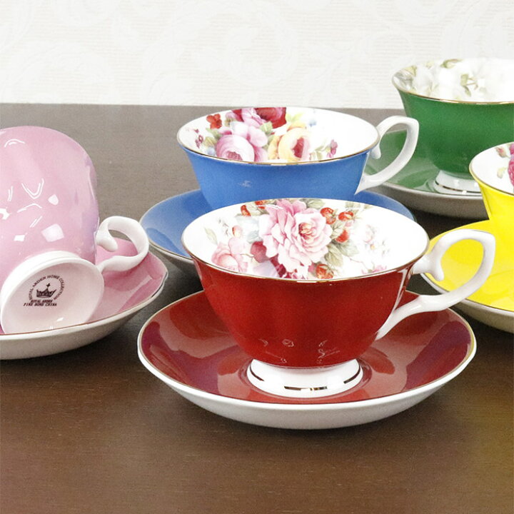 楽天市場 ロイヤルアーデン ティーカップ コーヒーカップ ソーサー セット 250ml 全5種 ローズ バラ柄 薔薇雑貨 花柄 姫系 かわいい ピンク レッド 薔薇雑貨のヒーリングローズ Re