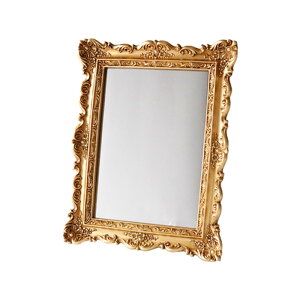 バロック調 スタンドミラー 壁掛けOK ゴールド ホワイト 卓上ミラー 鏡 アンティーク調 インテリア雑貨 ギフトにも