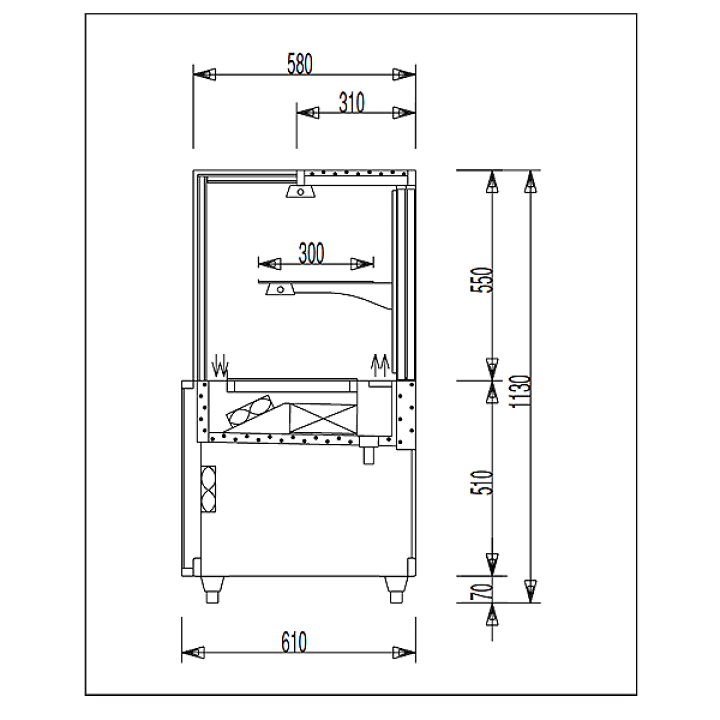 冷蔵ショーケース 低温高湿タイプ 幅1200×奥行610×高さ1130(mm) OHGE-Sc-1200 (旧 OHGE-Sb-1200 )  190リットル 大穂製作所 ( OHO ) | 業務用厨房機器のリサイクルマート