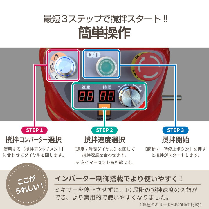 楽天市場】【新品】レマコム 業務用ミキサー RMB-20 - 撹拌速度10段階 