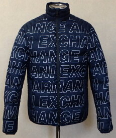 【中古】良品 ARMANI EXCHANGE アルマーニ ダウンジャケット USAサイズXS ネイビー系 紺 メンズ 冬物 防寒 防風 耐寒 保温