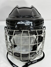 【中古】 BAUER バウアー アイスホッケー ヘルメット M ブラック フェイスガード付き_※発送元：北海道_637