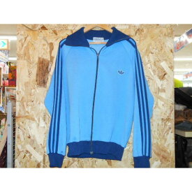 【中古】希少 adidas アディダス ads-4f ジャージ レア 70s 80s トラックジャケット 三つ葉 トレフォイル 日本製 3号 デサント 水色 紺 古着 レトロ ヴィンテージ ビンテージ Sサイズ 小さめ おしゃれ トレーニング カジュアル ストリート メンズ レディース 10代 20代