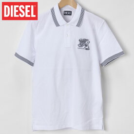 ディーゼル DIESEL ポロシャツ 半袖 メンズ プリント 綿 コットン S M L XL ブラック ホワイト 黒 白 T-SMITH-D1