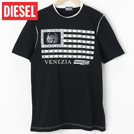 ディーゼル DIESEL Tシャツ 半袖 メンズ ブランド ロゴ クルーネック 丸首 ブラック ホワイト T-ROLLAND