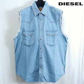 ディーゼル DIESEL シャツ メンズ デニム ノースリーブ ウエスタン ブラック ブルー 大きいサイズ D-KIRU TOP