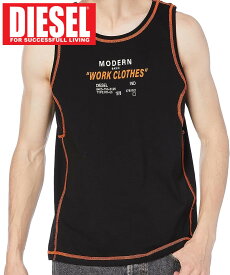 ディーゼル DIESEL タンクトップ メンズ ブランド ロゴ オーバーステッチ ブラック ホワイト T-OLLERGO