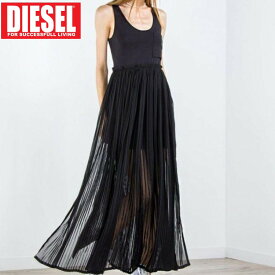 ディーゼル レディース ワンピース ドレス ロング シアー シフォン プリーツ スカート DIESEL ブランド D-TEHEI-SIMPLE ABITO