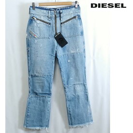 ディーゼル DIESEL レディース ジーンズ デニム スリム フレアー クロップド パンツ ブルー ダメージ イタリア製 D-EARLIE 069GV