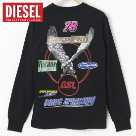 ディーゼル DIESEL ロンT Tシャツ 長袖 メンズ ロゴ入り 黒 ブラック トップス 丸首 クルーネック ブランド ロゴ T-JUST-LS-E1