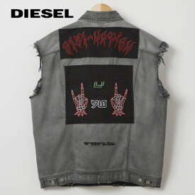 ディーゼル DIESEL メンズ Gジャン ブルゾン アウター ノースリーブ 刺繍 エンブロイダリー ブラック B-VINNY-B TOP