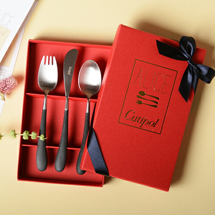 楽天市場 クチポール アリス ギフトセット ブラック シルバー 赤箱付 子供用 正規品 カトラリー ディナー スプーン ナイフ フォーク オシャレ お洒落 かわいい Cutipol Aliceset ギフト Red Cabin