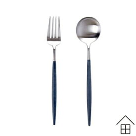 【レビューでクーポン&プレゼント】Cutipol GOA(クチポール ゴア)ブルー×シルバー デザート2本セット【正規品】【メール便可　3セットまで】 ( カトラリー 青 オシャレ お洒落 かわいい ギフト 結婚祝い プレゼント 贈り物)