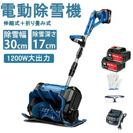 【クーポンで最大1000円OFF～先着】除雪機 充電式 電動除雪機 コードレス 家庭用電動除雪機 雪かき機 30cm除雪幅 17cm除雪高 90°吹雪方向調整 折り畳み可能 手押し式 家庭用 スノーショベル 雪スコップ 除雪用品 庭 道路 降雪 災害 救助 LED電力表示 バッテリー2個 2年保証