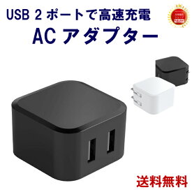 充電用 ACアダプター 充電器 USB 2ポート PSE認証済 折りたたみ式プラグ 小型軽量 電源 iPhone対応 (ブラック)
