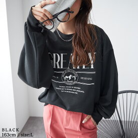 【2/12(木)12時までクーポンで2997円!!】 『着映える刺繍』 トップス レディース スウェット トレーナー チュニック カットソー プルオーバー トレンド 30代 40代 50代 春 冬 秋冬 カジュアル 長袖 春服 大きいサイズ ゆったり 袖 ボリューム ゆる ロゴ 刺繍 柄 黒 ra60084