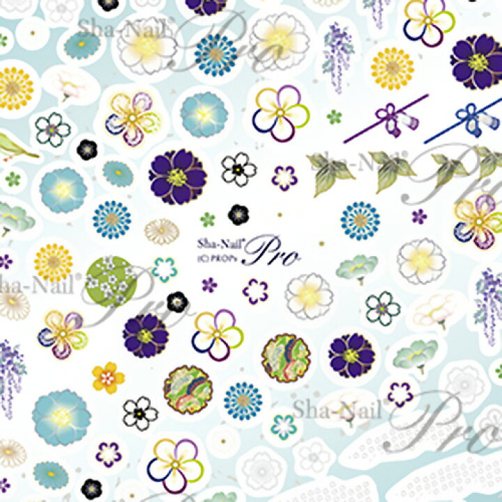 楽天市場 写ネイル Sha Nail 花綴り 藍 はなつづり あお メール便 ネコポス 対応 和柄 ネイルシール コスメ ドラッグｎｙ
