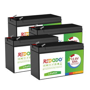 �y2��/4�Z�b�g�zRedodo 12.8V 6Ah �����_�S���`�E���C�I���o�b�e���[ LiFePO4 �o�b�e���[2000+�T�C�N���� BMS�ی� ���^�y�� �|�[�^�u���d�� �q���p�X�N�[�^�[ �������� �h�ƃJ���� ���Q�T�m�@ �L