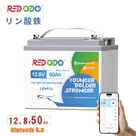 【新商品】Redodo 12V 50Ah リン酸鉄リチウムイオンバッテリー Bluetooth付き 低温保護 640Wh LiFePO4 小型 軽量 アプリ対応 トローリングモーター エレキモーター 魚群探知機 RV 家庭蓄電 太陽光発電