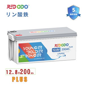 Redodo 12V 200Ah Plus _S`ECIobe[ 2560Wh 200ABMS 10N [dTCN4000ȏ 12V LiFePO4 2560W eʊg\ _S`Edr LsOJ[ Tuobe[