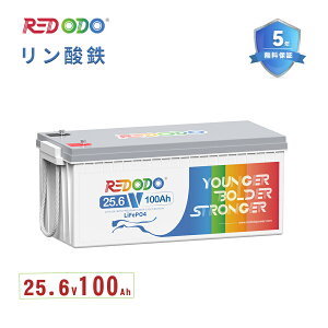 Redodo 24V 100Ah_S`ECIobe[ 2560Wh LiFePO4 10N ő啉דd2560W BMSی [dTCN4000~15000 eʊg\ RV LsO ItObh hЃObY pd PSE