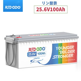 【P10%！スーパーDEAL参加中！】Redodo 24V 100Ahリン酸鉄リチウムイオンバッテリー 2560Wh LiFePO4 10年寿命 最大負荷電力2560W BMS保護 充放電サイクル4000~15000回 容量拡張可能 RV キャンピング オフグリッド 防災グッズ 非常用電源 PSE技術適合