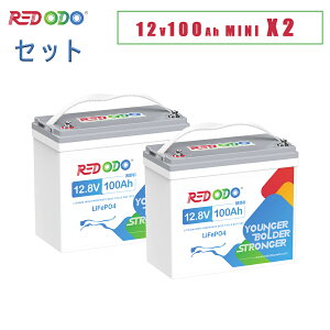 Redodo 2Zbg 12V 100Ah Mini _S`ECIobe[ 1280Wh ~jTCY LiFePO4 10N BMSی [dTCN4000~15000 ^ eʊg LsOJ[ Ԓ ނ Tuobe