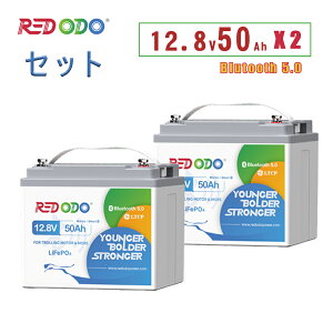 Redodo 2Zbg 12V 50Ah _S`ECIobe[ Bluetootht ቷی 640Wh LiFePO4 ^ y AvΉ g[O[^[ GL[^[ QTm@ RV ƒ~d zd