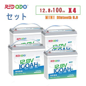 Redodo 4Zbg 12V 100Ah Mini _S`ECIobe[ Bluetootht ቷی 100A BMS 4000ȏ̃TCN ^ y AvΉ 1280Wh ő4P4S10N Ԓ Lv ItObh 