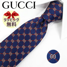 ネクタイ ブランド 2本目500円引 グッチ ネクタイ GUCCI ネイビー/レッド GG (7.5cm)GUSHION GG63 【グッチネクタイ・ブランドネクタイ・ブランドギフト・プレゼント・バースデー】【20代・30代・40代・50代・おしゃれ・セール・春夏・父の日】