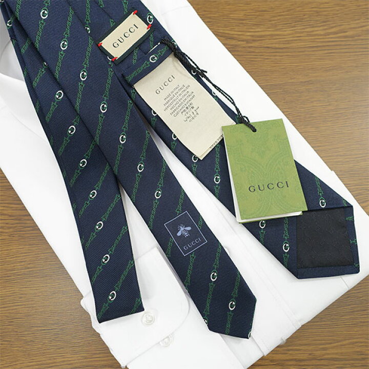 楽天市場】グッチ ネクタイ GUCCI ネイビー/グリーン (7cm) チェーン 