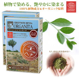 ヘナ オーガニータ ORGANITA アースブラウン 2箱 グリーンノート 100g 白髪染め カラーリング ヘンナ オーガニック ヘナ ヘナカラー 白髪 白髪染 ヘアカラー ヘアーカラー 天然 無添加 エコサート