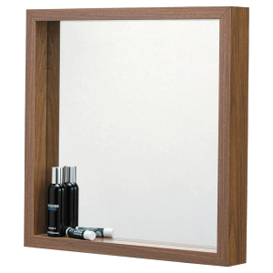 \マラソン★10/27(月)9:59まで10%オフクーポン・5倍Pアップ!/ミラー 2カラー ウォルナット ホワイト W42×D6×H42cm ウォールミラー おしゃれ 鏡 壁掛け 北欧 木製 飛散防止 安い 人気 送料無料