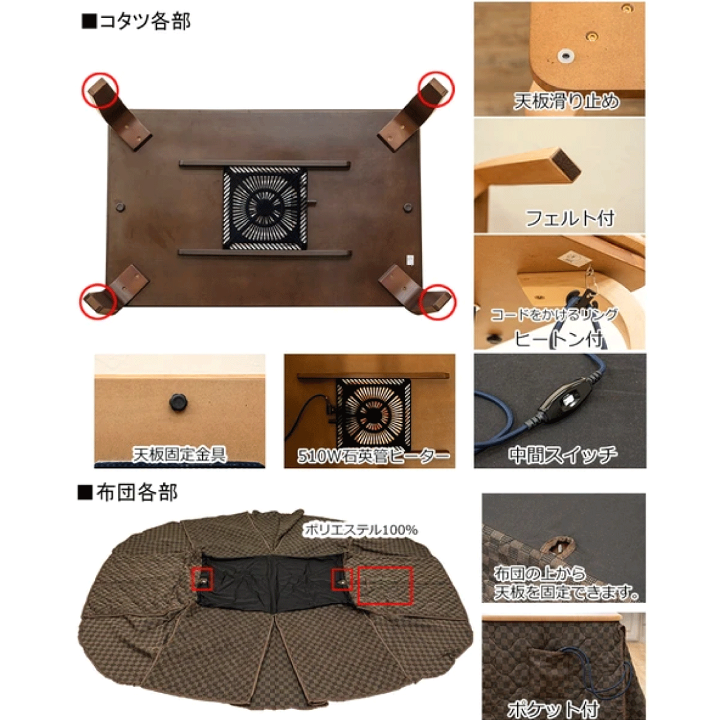 激安通販の 110×70cm 楽天市場】ダイニングコタツ 掛け布団 椅子 2点セット こたつ