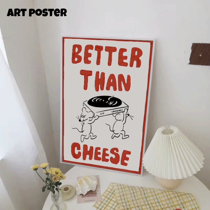 インテリア ポスター 海外風 絵画 チーズ 楽天市場】アートポスター アートポスター北欧 キュート チーズ red 赤