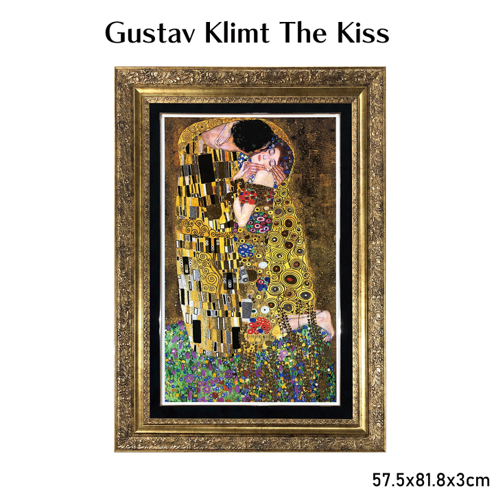 グスタフ・クリムト 接吻 ダークブラウンフレーム　アートフレーム アートパネル グスタフクリムト Gustav Klimt The kiss ZFA