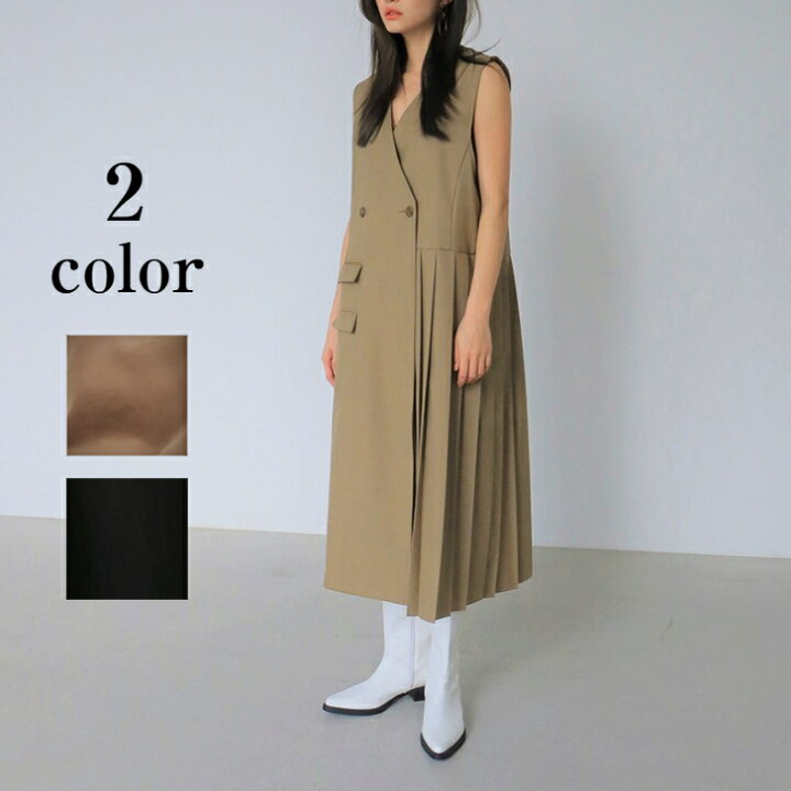 楽天市場】アシンメトリープリーツロングジレロングベスト ロング 