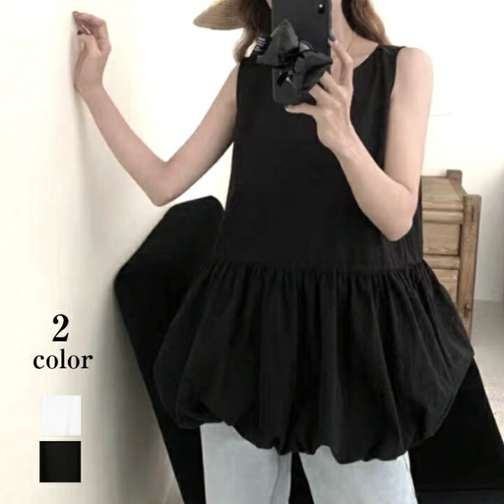 楽天市場】【バルーンヘムぺプラムノースリーブワンピース】チュニック  