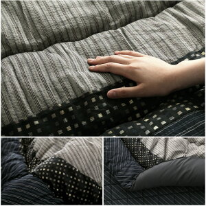 こたつ布団 セット コタツ 掛け布団 敷き布団 掛敷セット 円形 丸型 直径 205cm おしゃれ 国産 日本製 高級 厚掛け 国産 和柄 和風 しじら織り 和モダン モダン 75cm〜90cm 円形こたつに対応 ブラ