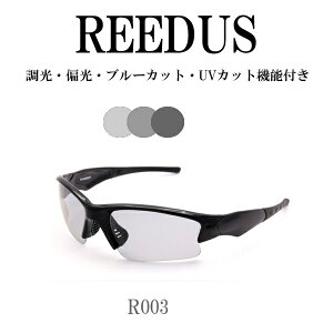 REEDUS R003 調光サングラス 偏光 ブルーライトカット 野球 テニス 釣り 送料無料 ケースは別売り スポーツサングラス 車 ドライブ 釣り 自転車 ハーレー