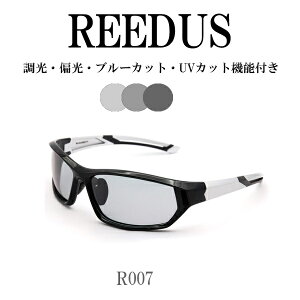 REEDUS R007 調光サングラス 偏光 UVカット 釣り ブラックシルバー ケースは別売り スポーツサングラス 車 ドライブ レディース ゴルフ バイク 釣り 野球 自転車 ハーレー
