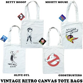 ヴィンテージ レトロ キャンバス トートバッグ BETTY BOOP OLIVE OYL GHOST BUSTERS MIGHTY MOUSE 男女兼用