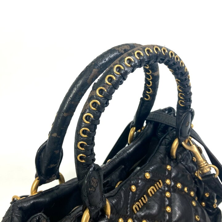 楽天市場】MIUMIU ミュウミュウ キルティング スタッズ カバン 2WAY  