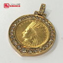 JEWELRY リサイクルジュエリー ペンダントトップ 1932年 アメリカ 10ドル インディアン コイン ペンダント K18/ダイヤモンド/K21.6 ゴー...