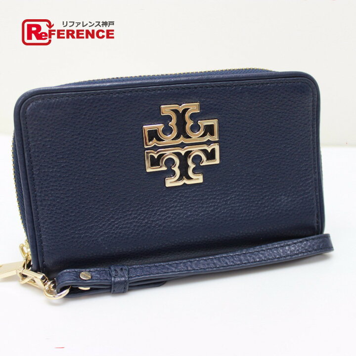 楽天市場 Tory Burch トリーバーチ メンズ レディース 2つ折り長財布 札入れ ミニポーチ 長財布 小銭入れなし レザー ネイビー レディース 中古 ブランドショップ リファレンス