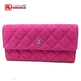 CHANEL シャネル A50096 2つ折り長財布 CC ココマーク マトラッセ 長財布（小銭入れあり） ソフトキャビアスキン フューシャピンク レディース【中古】