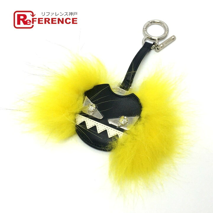 楽天市場 Fendi フェンディ モンスター チャーム ミラー キーホルダー レザー ファー レディース イエロー ブラック 中古 ブランドショップ リファレンス