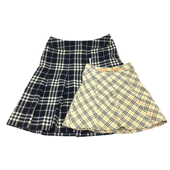楽天市場】BURBERRY バーバリー チェック柄 ミニスカート フレア 2点  