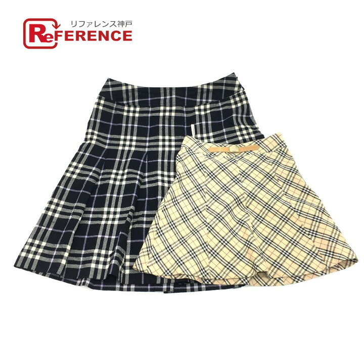 楽天市場】BURBERRY バーバリー チェック柄 ミニスカート フレア 2点  